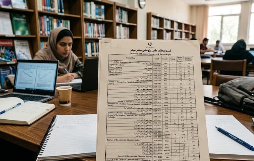 لیست مجلات علمی پژوهشی شیمی